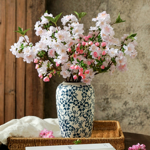 在野 高档樱花仿真花客厅餐桌花桃花干花假花摆件插花装饰花摆设