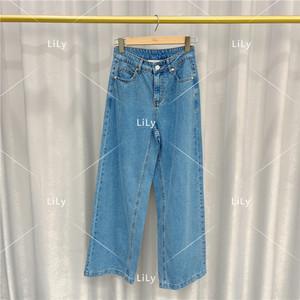 24年夏LILY丽丽国内代购装新款124210GJ214蓝色直筒牛仔裤女裤