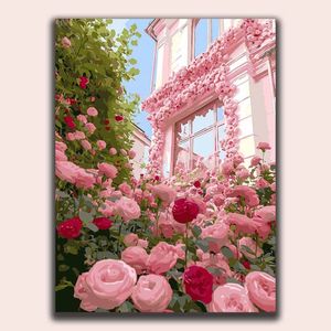 数字油画玫瑰diy填色治愈系浪漫花卉丙烯画房间客厅装饰墙面挂饰