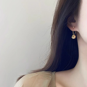 925银针法式流苏圆球耳钉简约小众设计个性耳环时尚高级感耳饰品