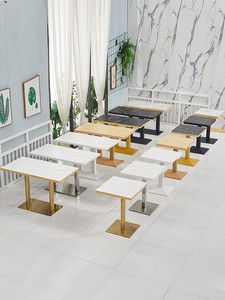 定制饭店餐厅长方形奶茶甜品店桌椅组合汉堡餐饮快餐商用小圆方桌
