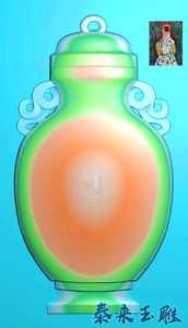 玉雕鼻烟壶花瓶挂件瓶子精雕图浮雕玉雕灰度图JDPBMP电脑雕刻图