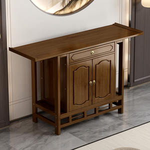 财神爷新中式实木玄关柜可简易供桌现代客厅佛龛香案家用简约佛台
