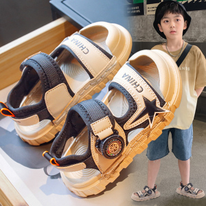 国货品牌联名男童凉鞋2024夏季新款儿童包头沙滩鞋男孩防滑凉拖潮