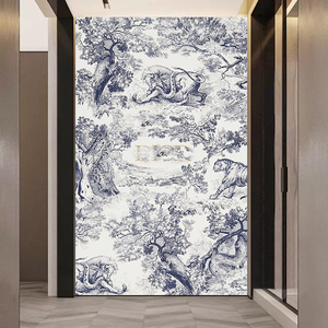 Dior迪奥法式丛林壁纸复古美式卧室轻奢墙布高级感客厅玄关壁画布