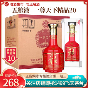 五粮液股份公司一尊天下精品20浓香型白酒52度500ml*6瓶纯粮食酒