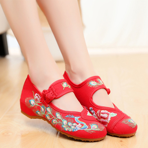 儿童绣花鞋中国风女童古装汉服鞋民族风老北京布鞋坡跟表演出鞋子