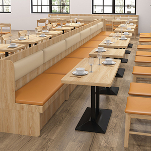 中式餐厅卡座沙发商用定制主题茶楼饭店小吃粤川菜馆实木桌椅组合