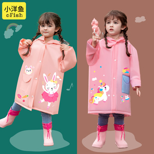 儿童雨衣女童女孩大书包位防水全身eva防护加长雨鞋套大童套装女