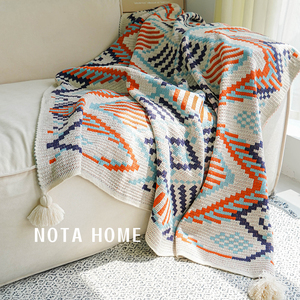 北欧风办公室空调毯针织毯盖腿毛毯全身披肩宿舍午睡小毯子沙发毯