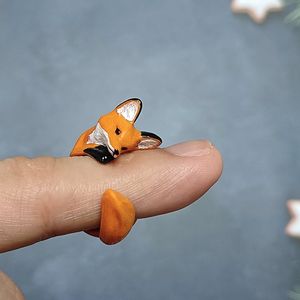 可爱小众狐狸戒指尾戒女小指赤狐原创设计创意动物指环饰品定制