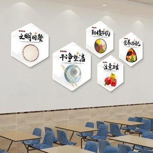 餐厅墙面装饰画学校食堂文明用餐标语挂画饭店宣传画店面布置贴画