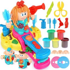 创意儿童理发师彩泥 挤头发橡皮泥DIY模具工具套装粘土过家家玩具