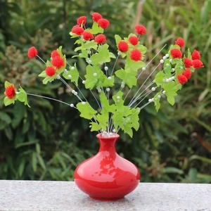 陶瓷花瓶摆件中国红客厅乾燥花插湿花器餐桌中式红色小花器创意