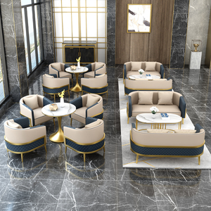 北欧洽谈办公室沙发皮质现代售楼处酒店美容院休息区接待大厅桌椅