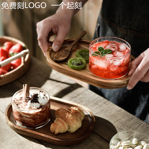 日式木质托盘下午茶餐具燕窝碗甜品碗一人食早餐碗盘套装定制logo