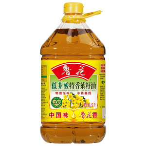 鲁花压榨特香菜籽油5L低芥酸植物油桶装食用油健康菜油