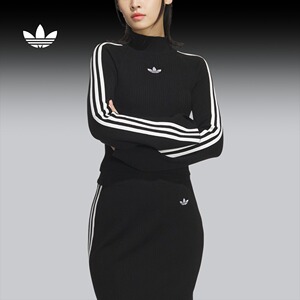 针织运动高领毛衣女装春季adidas Originals阿迪达斯三叶草官方