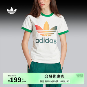 运动上衣短袖T恤女春季新款adidas Originals阿迪达斯三叶草官方