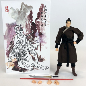 6寸可h人具水浒传武松打虎手办模型玩偶摆件1/12布衣古Y代兵人s动