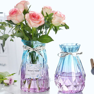 现代简约玻璃花瓶透明创意水培折纸欧式玻璃花瓶客厅插花装饰摆件