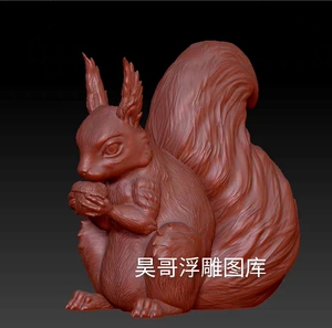 三维立体图圆雕图3d打印stl格式松鼠摆件3d模型2558