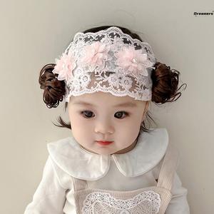 。婴儿小月龄护囟门帽发带蕾丝遮脑门女宝宝头围头花新生儿可爱超