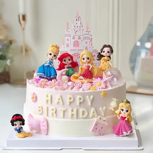 迷你公主蛋糕装饰摆件小仙女小公主白雪Q版套装女生女孩生日插件