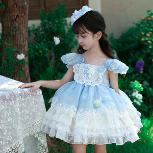 2024夏季女童无袖背心公主裙洋装儿童重工洛丽塔Lolita演出连衣裙