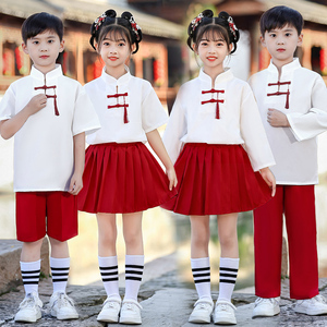 六一儿童表演中国风演出服幼儿园毕业班服童心向党诗歌朗诵小学生