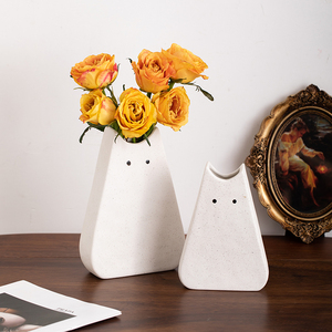 创意可爱猫咪插花陶瓷花瓶装饰鲜花干花水培餐桌客厅玄关艺术摆件