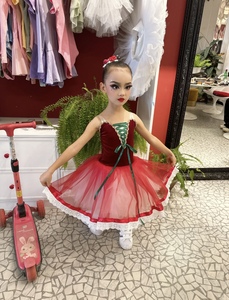 新款儿童芭蕾舞蹈服樱桃萝卜专业比赛演出服红色仙女蓬蓬纱裙秋冬