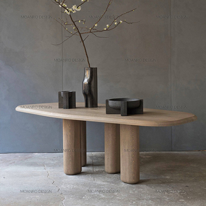北欧极简现代设计师餐桌简约办公桌创意纯实木轻奢餐桌侘寂风桌子