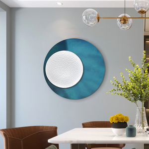现代简约轻奢挂画3d立体装饰画圆形餐厅北欧风格壁画极简主义抽象