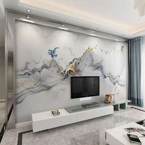 仿大理石纹瓷砖壁布电视背景墙布麋鹿抽象客厅影视墙墙纸墙布壁画