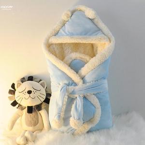 。新生婴儿冬天外出抱被小被子毛毯宝宝出院包被小孩抱毯加绒冬被