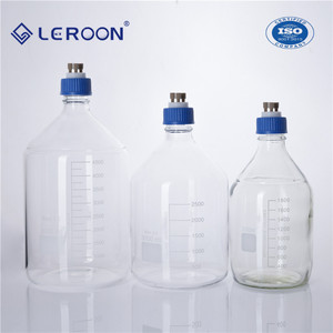 LEROON 100 250 500 1000ml 2L高硼硅流动相溶剂瓶 废液瓶 样品瓶 3.3玻璃液相色谱瓶 试剂瓶四氟盖PEEK接头