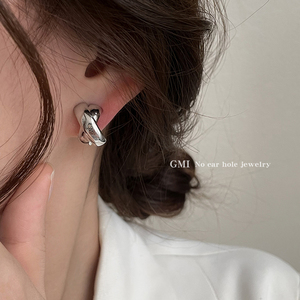 GMI无耳洞韩国银色耳夹女新款冷淡风气质小众设计高级感耳环耳饰