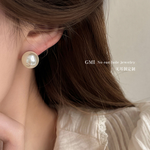 珍珠14K金三角耳夹无耳洞女新款轻奢高级感小众耳环法式气质耳饰