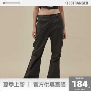 11E 深灰色美式甜酷中腰直筒工装裤男女潮设计感显瘦休闲裤vibe