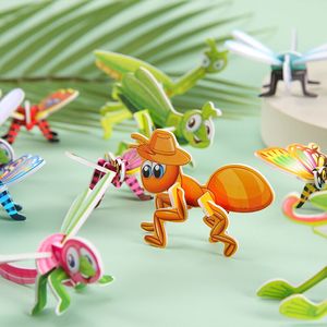 昆虫3D立体趣味拼图动物拼装纸质玩具幼儿园宝宝DIY益智早教手工