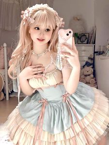 洛丽塔裙子原创设计Lolita小缎带sp甜美可爱背带裙芭蕾洋装连衣裙