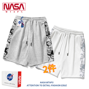 NASA WTAPS侧边熊速干五分短裤男女同款夏季休闲运动青少年裤子潮