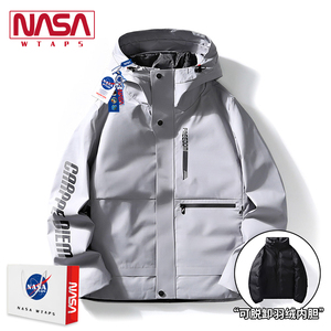 NASA WTAPS旗舰店羽绒服男女冬季登山服可拆卸内胆情侣冲锋衣外套