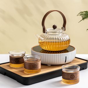 日式家用耐高温花茶壶套装下午茶茶具围炉煮茶器具茶壶玻璃泡茶壶