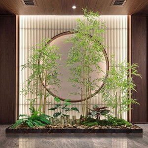 仿真竹子造景新中式室内景观屏风装饰绿植盆栽庭院酒店隔断假植物
