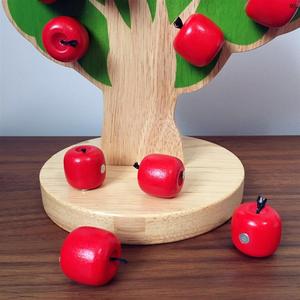 木质磁性苹果树蒙氏教具学数数分果果宝宝幼儿园教学早教益智玩具