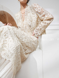 Plum Jan/今年流行漂亮套装裙高级感小洋装白色蕾丝两件套女春季