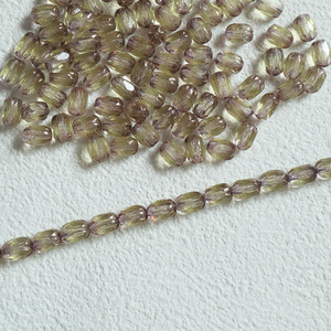 捷克珠4x6mm复古水晶黄水线椭圆形古董珠手工串珠发簪国风琉璃珠