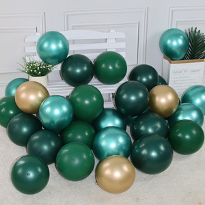 双层马卡龙墨绿色亮片汽球小清新圆形乳胶气球链生日年会店铺装饰